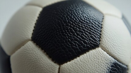 Close-up Abstract of a Detailed Black and White Textured Soccer Ball