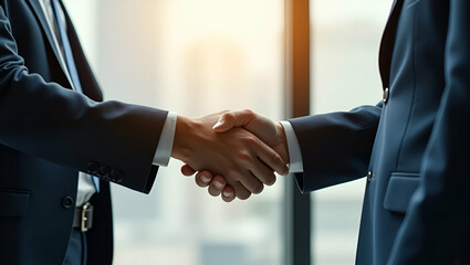 Flat Business People Handshake Greeting Deal at work showcasing professional partnership successful collaboration and agreement in corporate environment concept as Two business professionals shaking h