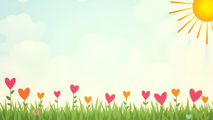 International Day of Happiness border with playful hearts and sunshine providing space for quotes concept as Happiness frame featuring playful hearts and sunshine for quotes in  Photo Stock  Concept  