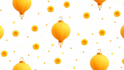 Calendula and lanterns seamless pattern festive isolated white background perfect for holiday textiles branding packaging concept as Festive calendula and lanterns seamless pattern on white background