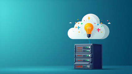 Flat vector business video marketing content and cloud server symbolizes innovation in creating and sharing engaging video content for workplace growth. concept as Highlights online video marketing st