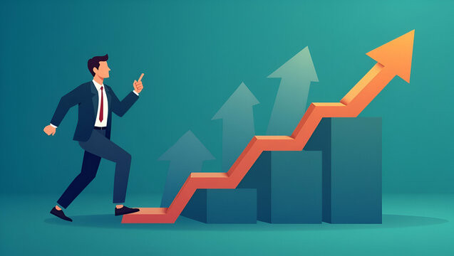 Flat performance concept increase quality speed efficiency reduce cost efficiency Business Concept Business performance management improvement concept Cost reduction concept concept as Performance con