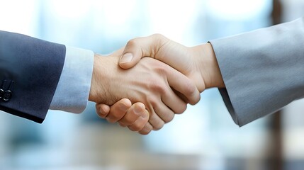 Professionals shaking hands after finalizing an Easter promotional partnership deal in a contemporary office