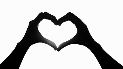 Fototapeta premium hands in heart shape, hand gesture, heart shaped hands silhouette isolated on white background
