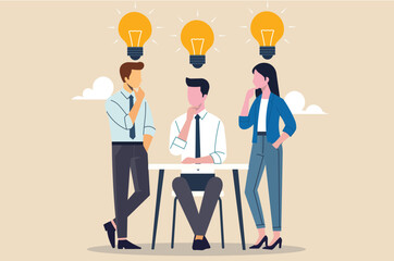 Collaborative idea sharing. Teamwork for innovation. Business team sharing lightbulb ideas, symbolizing teamwork, brainstorming, and innovative solutions.