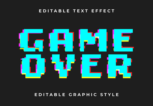 Cyan And Yellow Glitch Pixel Font Arcade Retro Text Effect