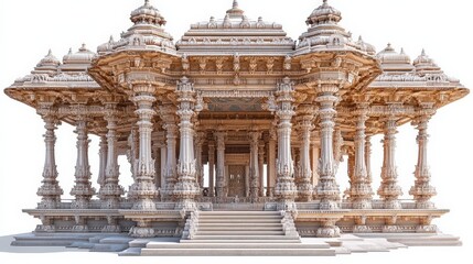 Naklejka premium Intricate Architectural Design of Ornate Temple with Detailed Pillars and Stunning Facade