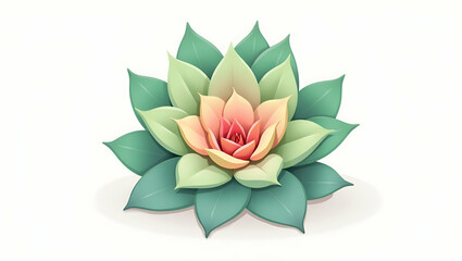 Flat a clipart of a Succulent plant with colorful rosette leaves in a kawaii style simplified to feature fewer elements for a cleaner look use a color palette that is appealing to children concept as 
