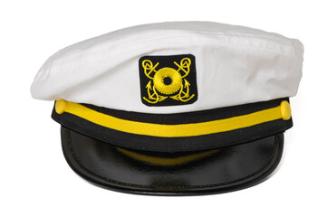 Nautical yacht boat vessel ship's captain's hat isolated on white