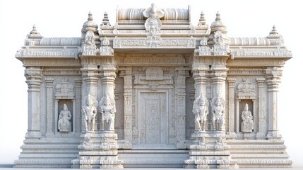 Fototapeta premium Intricate Stone Temple Design with Detailed Carvings and Sculptures in a Bright Environment