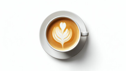 Obraz premium Delightful Flat Hot Cappuccino Coffee in a Light Brown Cup: A Cute Vector Illustration Isolated on Transparent Background for Your Drink Concept Needs