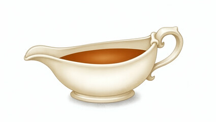 Charming Flat Gravy Boat Clipart: Watercolor Thanksgiving Food Element with Sharp Outlines - Perfect for Holiday Decor and Culinary Designs