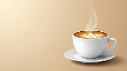 Flat Hot cappuccino coffee in light brown coffee cup isolated against transparent background drink concept concept as Hot cappuccino coffee in light brown coffee cup isolated on transparent background