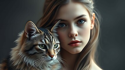 woman with a cat