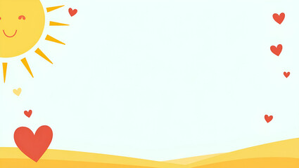 International Day of Happiness border with playful hearts and sunshine providing space for quotes concept as Happiness frame featuring playful hearts and sunshine for quotes in  Photo Stock  Concept  