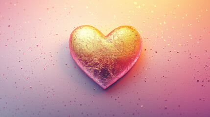 Obraz premium Golden heart with glowing gradient background and sparkling details