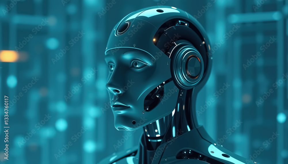 Poster ai artificial intelligence futuristic android advancements in robotic technology