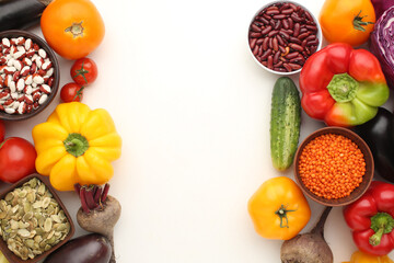 a fresh group of vegetables on white background