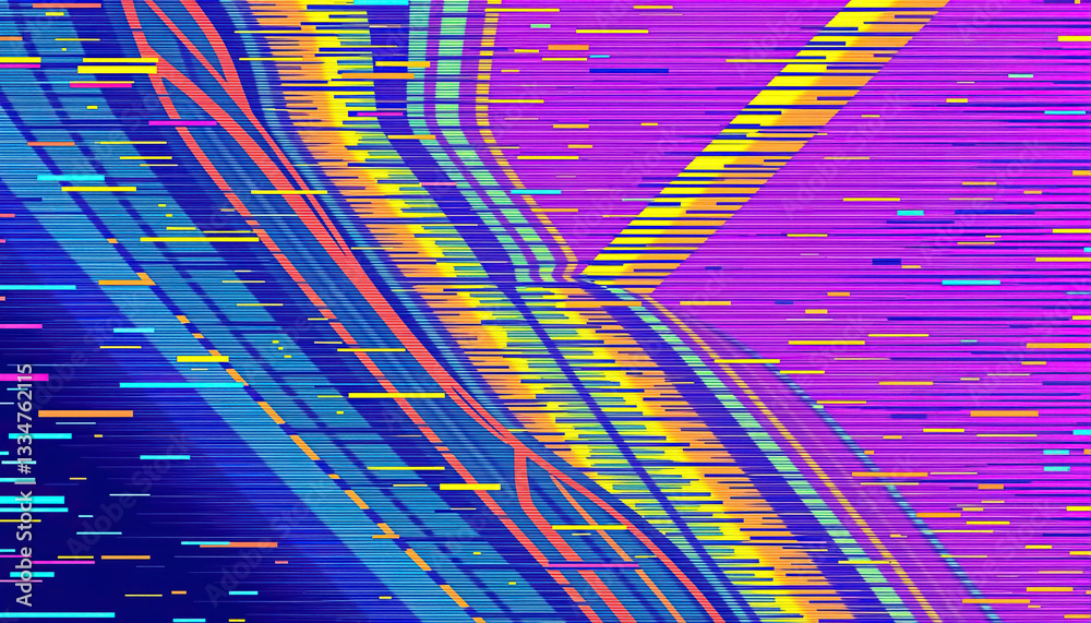 Aufkleber Abstract glitch pattern of colorful lines and shapes with vibrant and dynamic composition