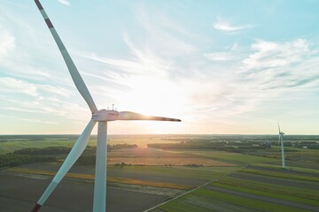 Wind turbine close-up with copy space