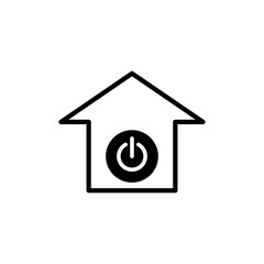 house icon with power sign, simple flat style, illustration, logo sign symbol pictogram template, for ui or ux isolated on white for mobile app, editable
