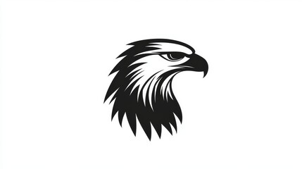 Obraz premium Minimalist falcon head logo in monochrome on a white background. Simple, clean design with minimal details.1d 