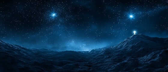 Fototapeta premium Celestial Cross on a Mountainous Landscape