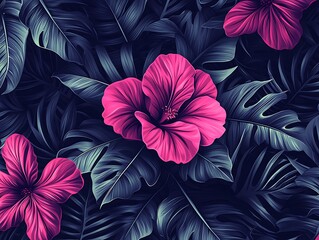 Pink Blooms on Lush Foliage.