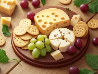 Delicious Cheese Platter with Crackers, Grapes, and Nuts Arrangement