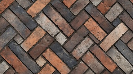 Obraz premium Seamless herringbone Dutch brick pattern with alternating rows of dark and light brown bricks. Uniform size, repeating texture