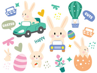 Easter greeting background with cute bunny vector illustration pattern