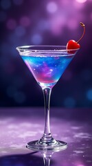 Cosmic Aviation Cocktail with Cherry Galaxy Blue Liquid Shot