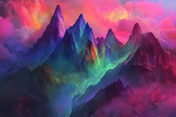 Enchanted Mountainscape A Vibrant Fantasy Realm