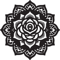a simple rose mandala design silhouette vector style 