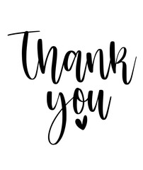 Thank you typography design on plain white transparent isolated background for card, shirt, hoodie, sweatshirt, apparel, tag, mug, icon, poster or badge