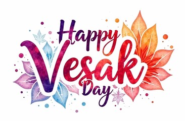 Vesak/Wesak Day. Happy vesak day lettering postcard. 