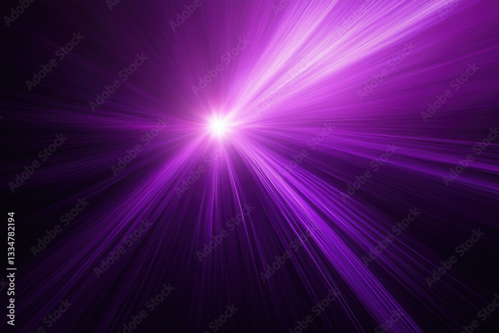 Poster Abstract purple light rays emanating from a bright center, creating a dynamic and energetic visual.