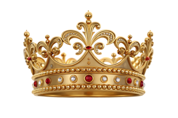 Golden crown with red and white jewels