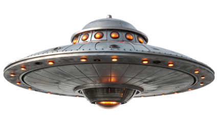 Classic flying saucer UFO spaceship illustration