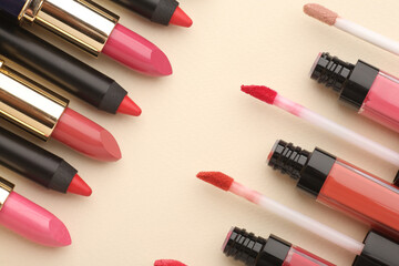 Obraz premium Lipstick with brains and isolated on a white background to create a page border