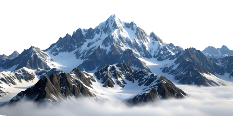Majestic snow capped mountains above the clouds