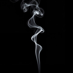 Elegant smoke swirls against black backdrop, fluid movement artistry