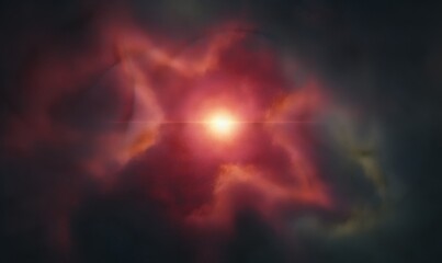 Obraz premium supernova flash of a red-white star in the black night sky capturing the explosion grainy texture of the image