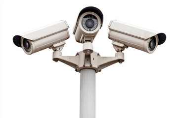 Surveillance cameras mounted on pole for security monitoring