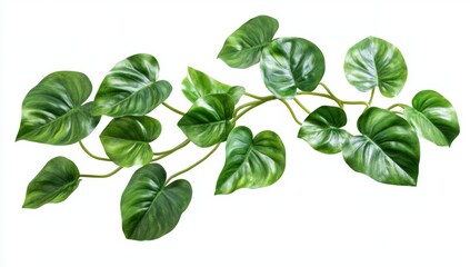 Vibrant green climbing vine, heart-shaped leaves