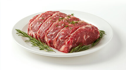 Fototapeta premium A prime rib plate on a white background.