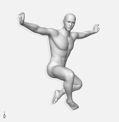 Fototapeta premium Man is dancing. Gymnastics activities for icon health and fitness community. Sport symbol. Design element. 3D vector illustration for presentation, poster, cover or brochure.