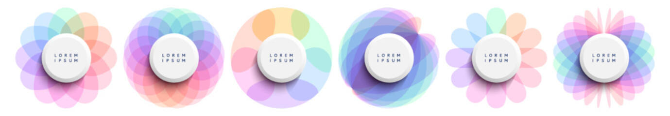 Set of spheres. Abstract geometric design. Vector illustration made of various overlapping elements. Applicable for banners, placards, posters or flyers.