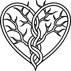 Heart and Branches Harmony Vector Line Art