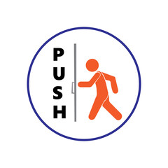 Push To open Door sticker Vector illustration 10